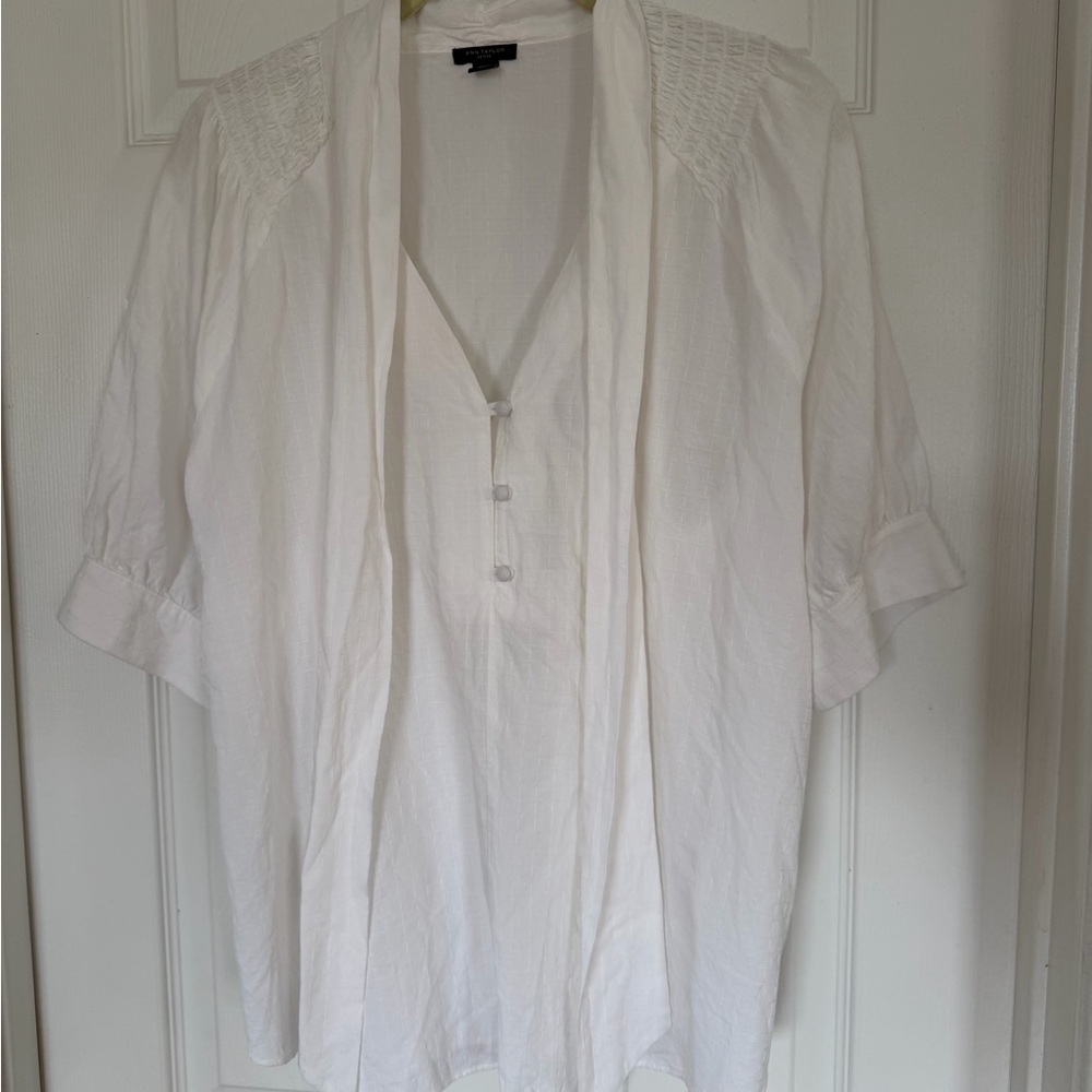 Ann Taylor Ivory Textured Blouse
